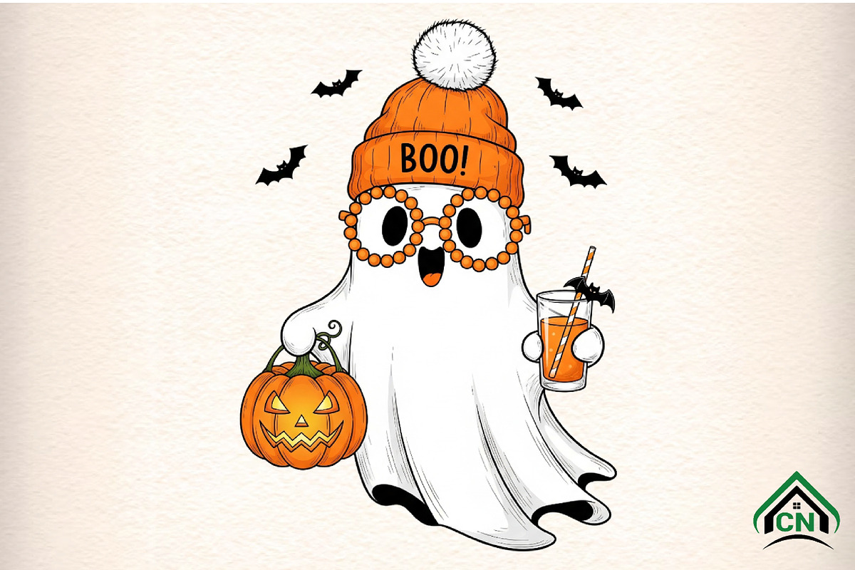Cute Boujee Ghost Halloween PNG, an Illustration by Craft Nest (Photo 1 of 6)