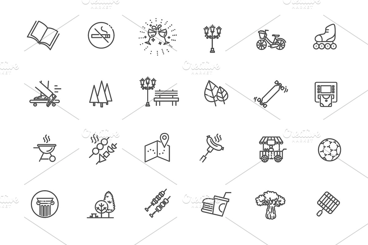 City Park Icons Set, an Outline Icon by Tettygreen (Photo 2 of 2)