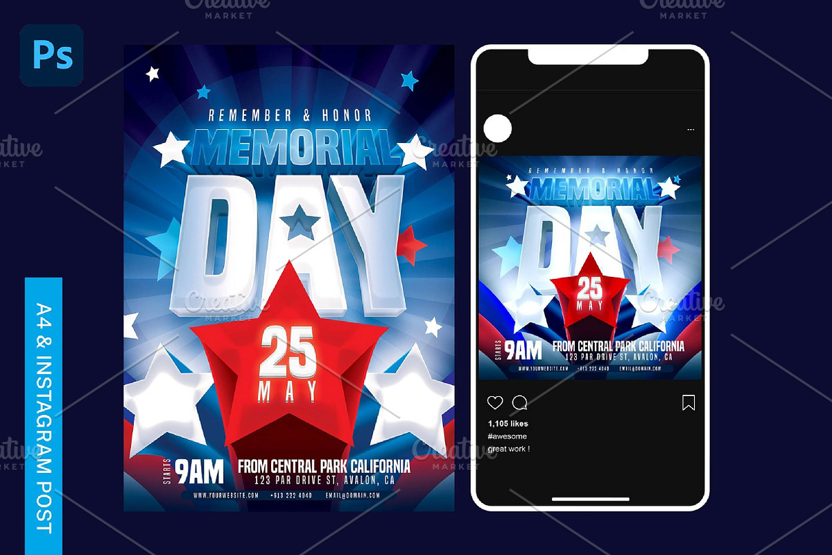 Memorial Day Flyer Template, a Templates & Theme by fashionaddict