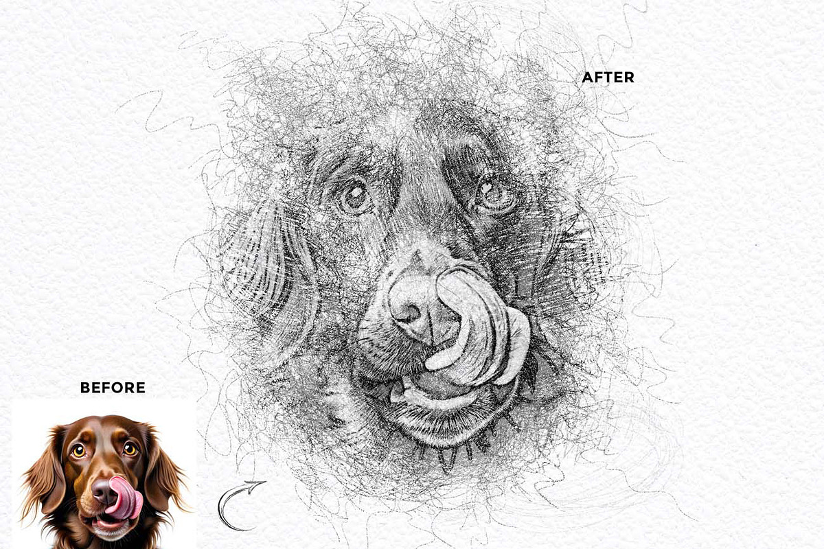 Expressive Scribble Sketch FX, an Action Add-On by Studio Retouch (Photo 2 of 14)
