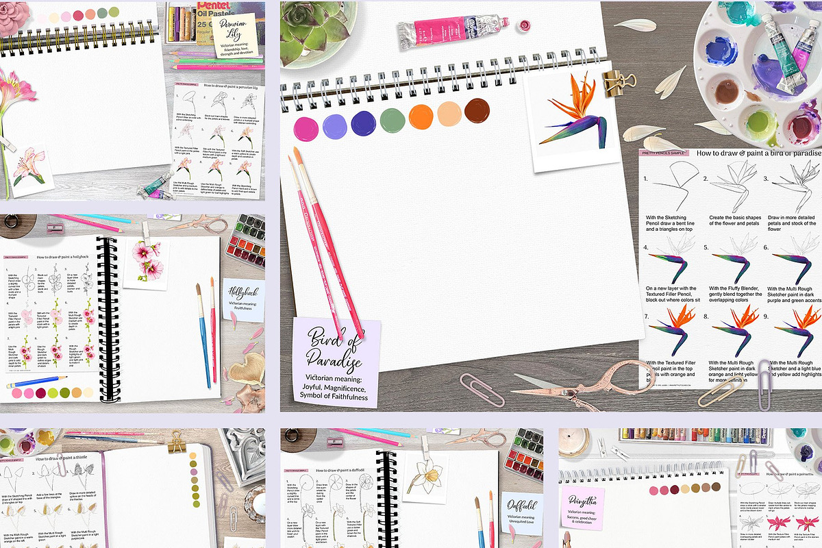Fun Floral Sketchbook Practices, a Brush Add-On by Pretty Little Lines (Photo 9 of 17)