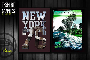 NY & California tee shirt graphics 