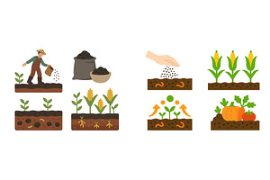 Farmer planting seeds and nurturing, a Food Illustration by ZinetroN
