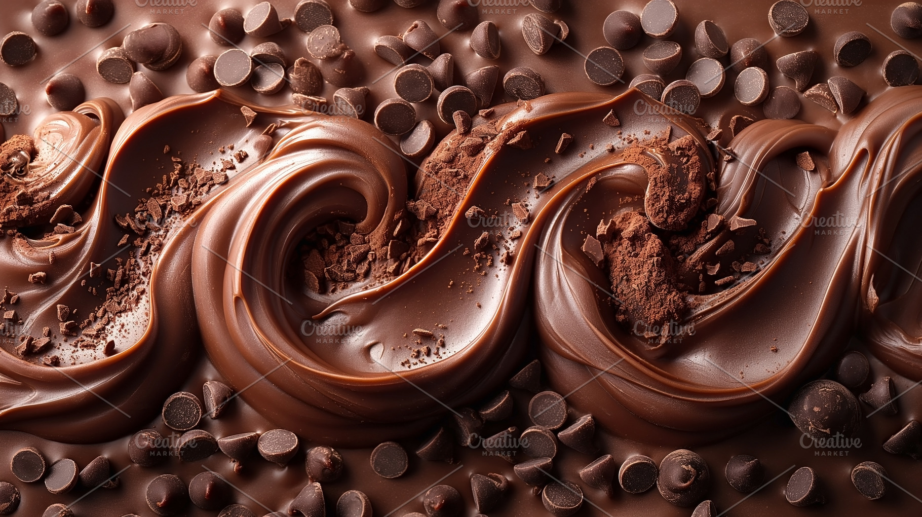 Rich and smooth chocolate swirls intertwined with dark chocolate, a Food & Drink Photo by ImageMir