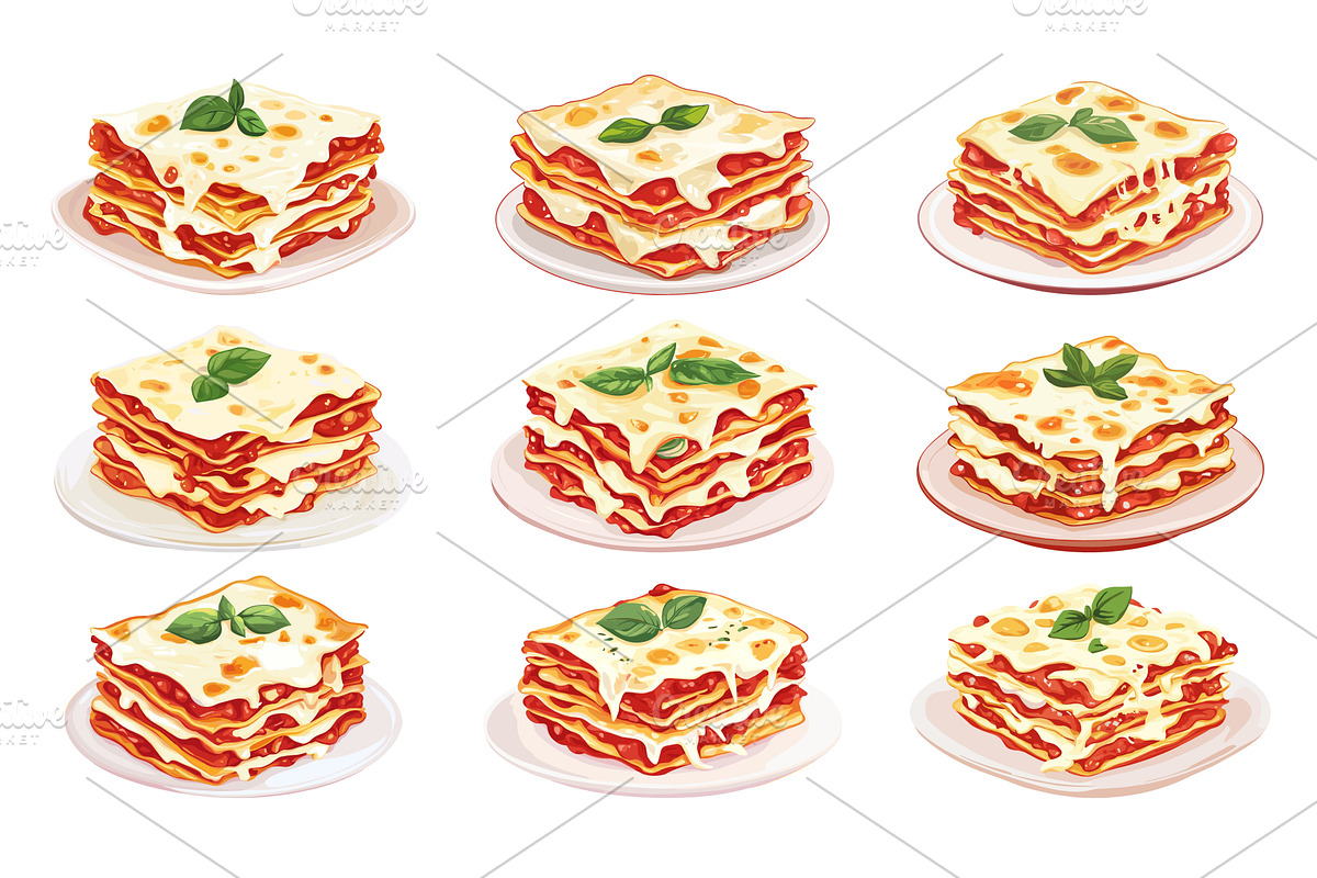 Lasagna. Italian traditional food, a Food Illustration by Stock-Smart-Start