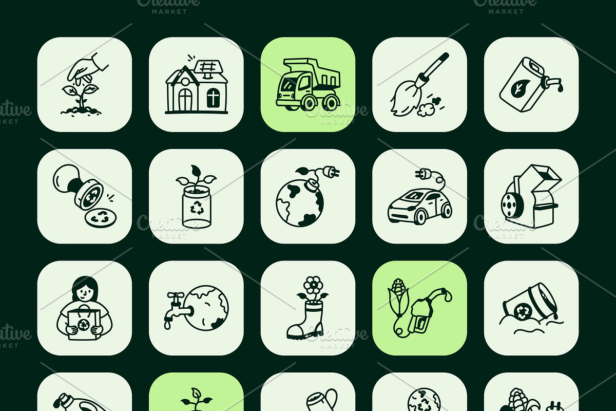 Recycle Doodle Art Set, an Outline Icon by Vectors Market (Photo 8 of 8)