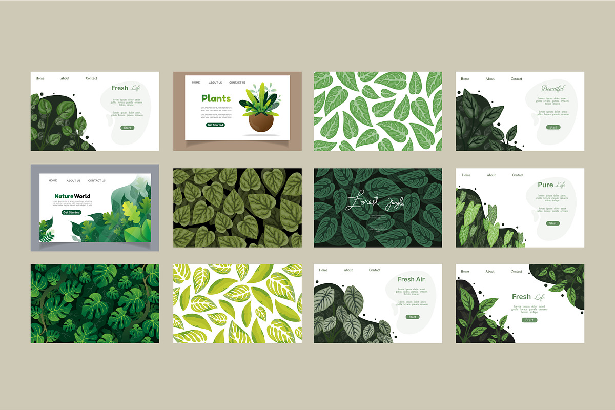 Nature leaves landing background, an Object Illustration by foxndeer (Photo 3 of 4)