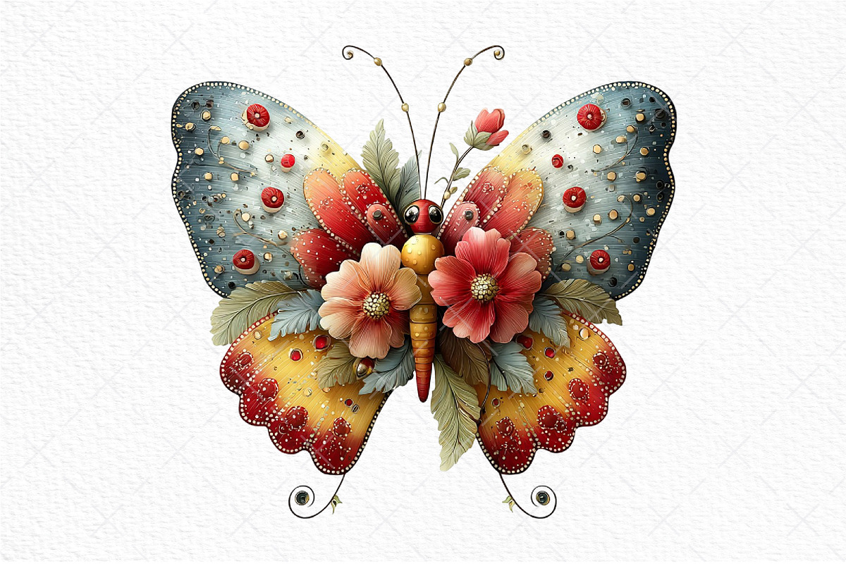 Whimsical Spring Butterfly Clipart, an Illustration by Craft Nest (Photo 9 of 11)