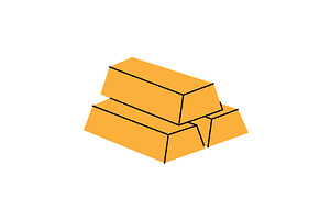 Three gold bars stacked on top of, an Object Illustration by GraphiShop