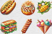 Watercolor Street Food Clipart, an Illustration by Black Bird Studio (Thumbnail 3 of 6)