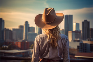 Cowboy Woman Wild West Skyscrapers