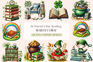 St Patrick's Day Reading Clipart, a Seasonal Illustration by DreamArtGraphic