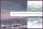 Watercolor X-mas backgrounds, a Decorative Illustration by ivanushka-art (Thumbnail 3 of 5)