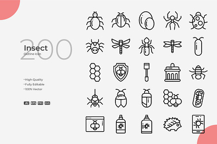 Insect Outline Icons, an Outline Icon by Bloodline