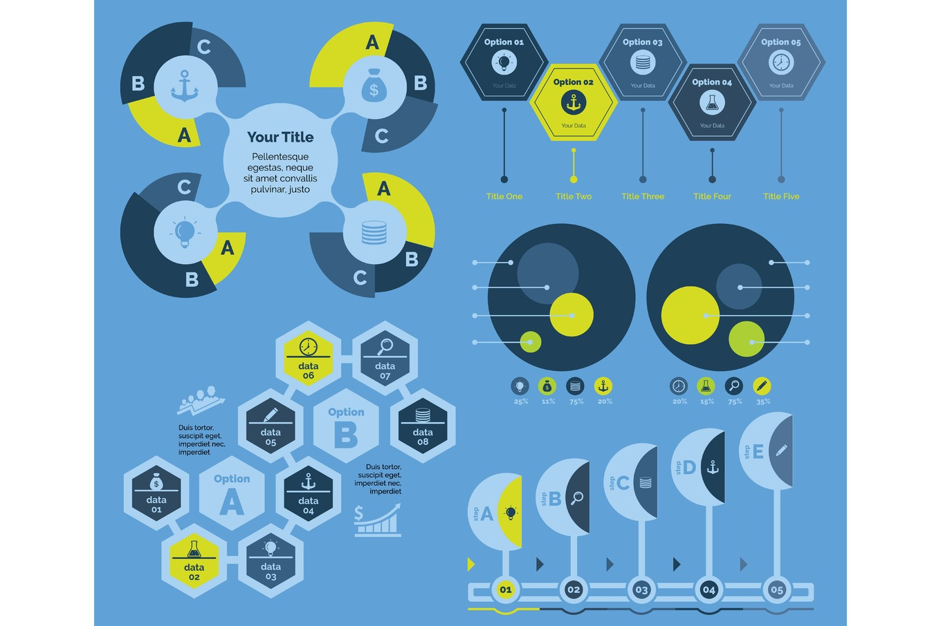 Five Planning Diagrams Templates Set, a Work Illustration by SurfsUpVector