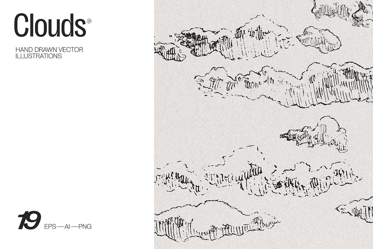 Hand drawn illustrations of clouds, an Object Illustration by TheMountBirdStudio (Photo 1 of 3)