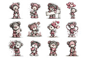 Valentine Teddy Bear Clipart, an Illustration by Design Market (Thumbnail 2 of 3)