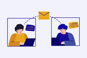 Men communicate via email, a Person Illustration by Ahmad_Studio