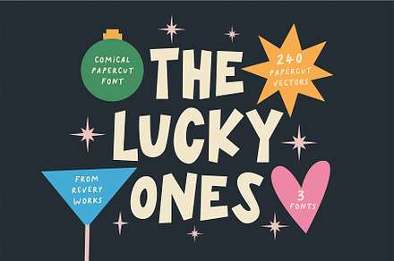 The Lucky Ones paper cut fonts, a Font by ReveryWorks