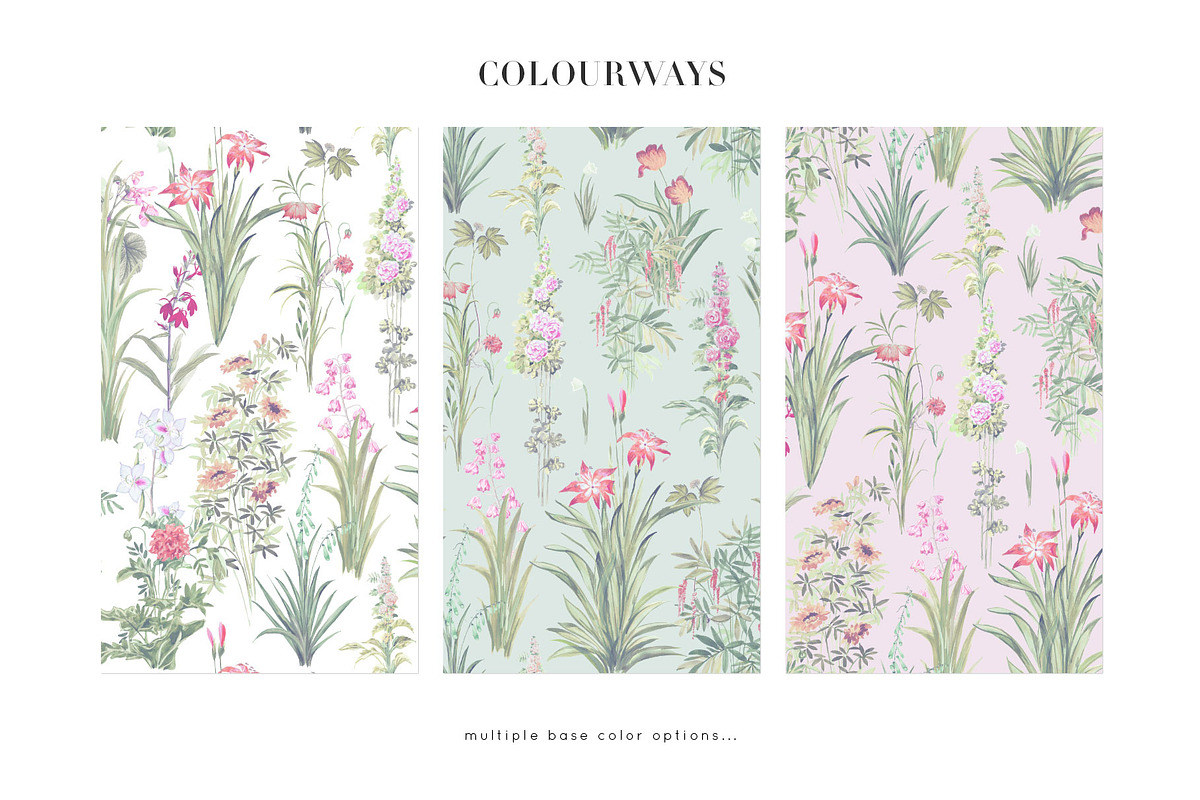 Jardin Silencieux, Watercolor Fleurs, a Pattern Graphic by TSTUDIO (Photo 6 of 14)