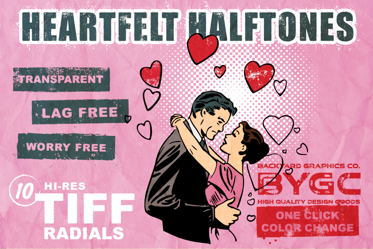 Heartfelt Halftone Vector Brushes, a Brush Add-On by BackYard Graphics Co. (Photo 4 of 15)