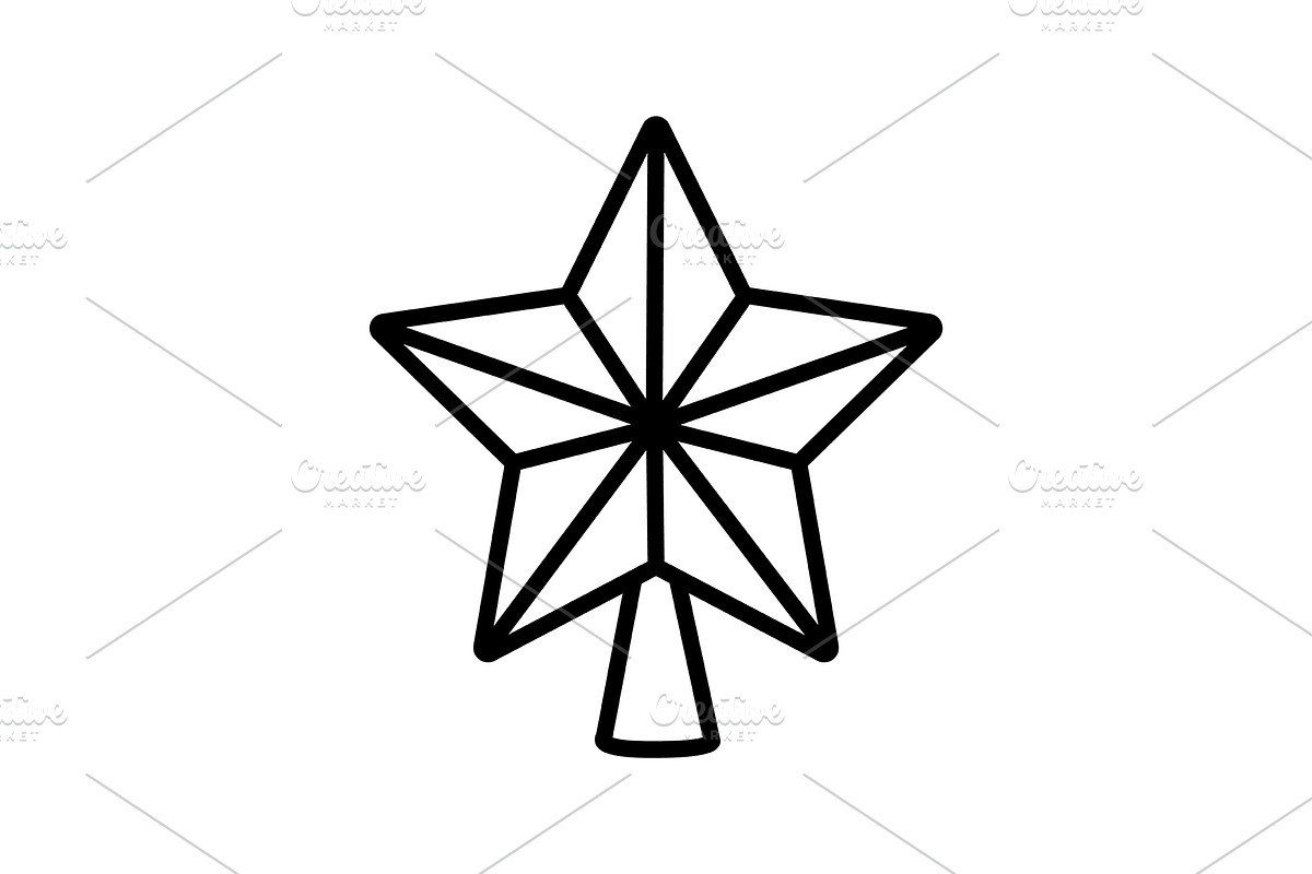 Christmas star line art icon, an Outline Icon by Elen_Art