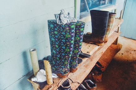 Dirty gardening rubber boots stock photo containing equipment and agriculture