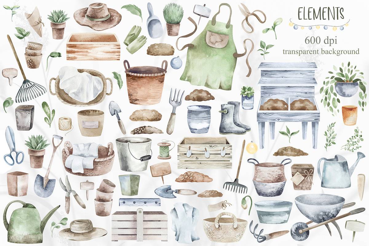 Watercolor Gardening Clipart Set, a Seasonal Illustration by LenArt (Photo 14 of 15)