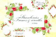 Strawberries frames, wreaths PNG, an Illustration by Alena Kurian (Thumbnail 1 of 2)