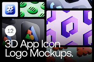 3D App Icon Logo Mockups - 12 Scenes, a Product Mockup by Asylab