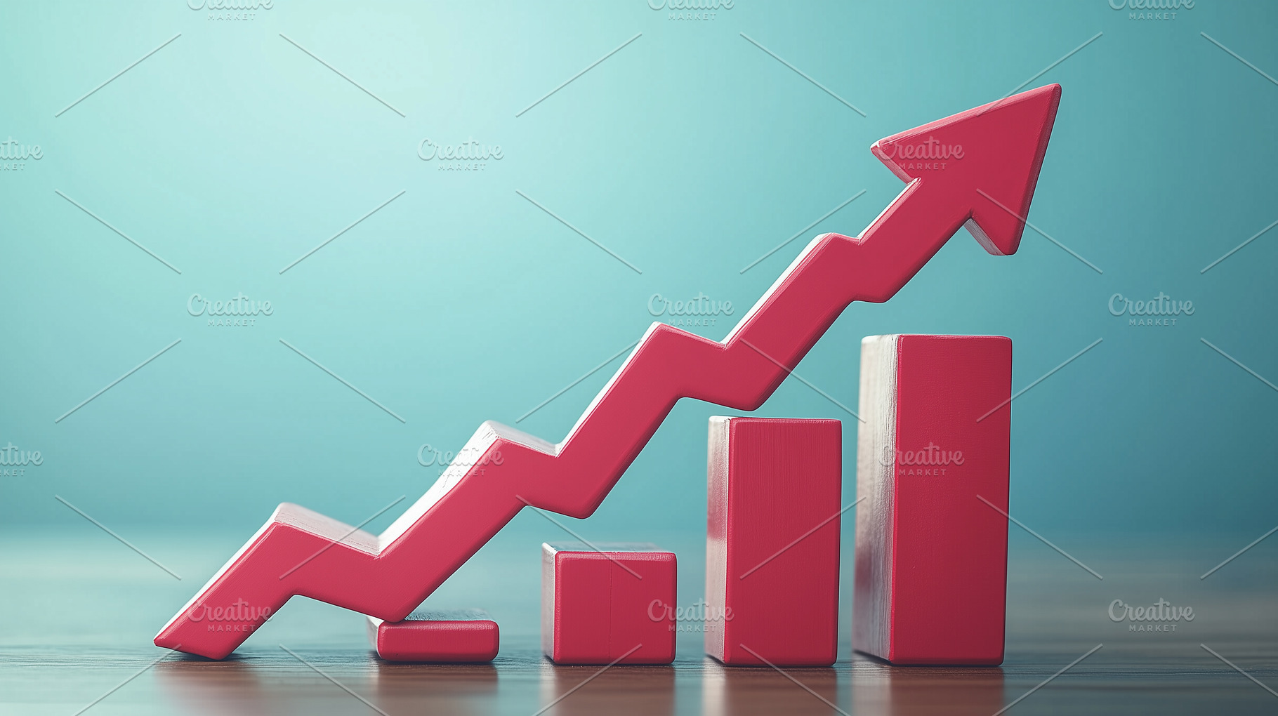 Red ascending bar chart with arrow, a Business Photo by MistyDay
