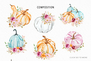 Watercolor Pastel Pumpkins Clipart, a Seasonal Illustration by SvetaArtStore (Thumbnail 3 of 16)