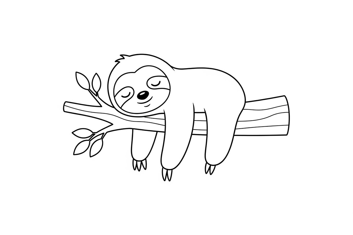 Cute Sloth Line Art Bundle, an Illustration by musafir_fashion (Photo 3 of 51)