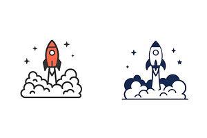 Rocket launching into space with, an Illustration by ZinetroN
