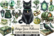 Antique Green Halloween Clipart, an Illustration by Craft Nest (Thumbnail 1 of 6)
