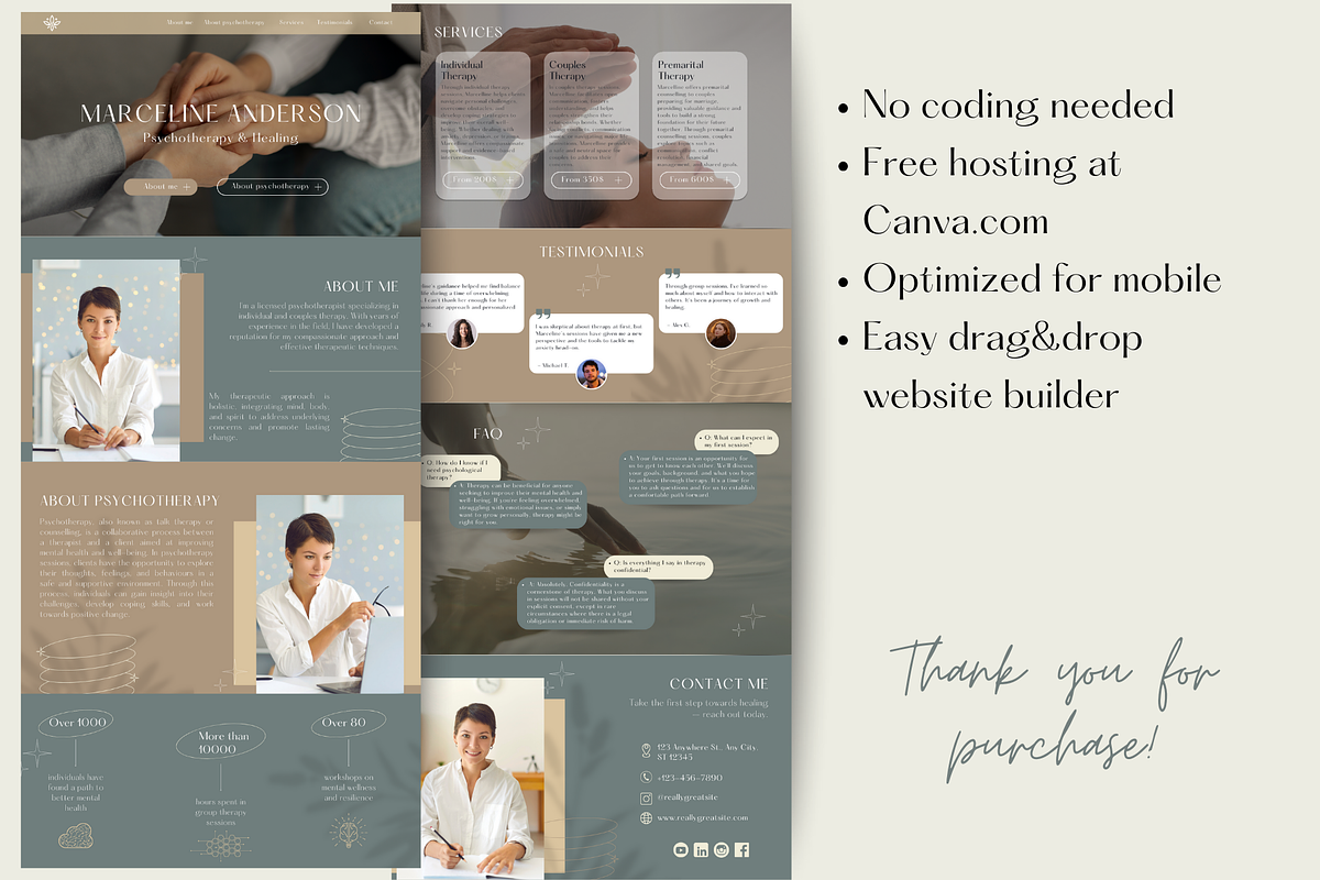 Canva Psichotherapist Landing Page preview 4
