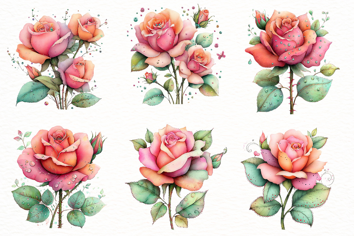 Whimsical rose Clipart, an Illustration by Designworld (Photo 2 of 8)