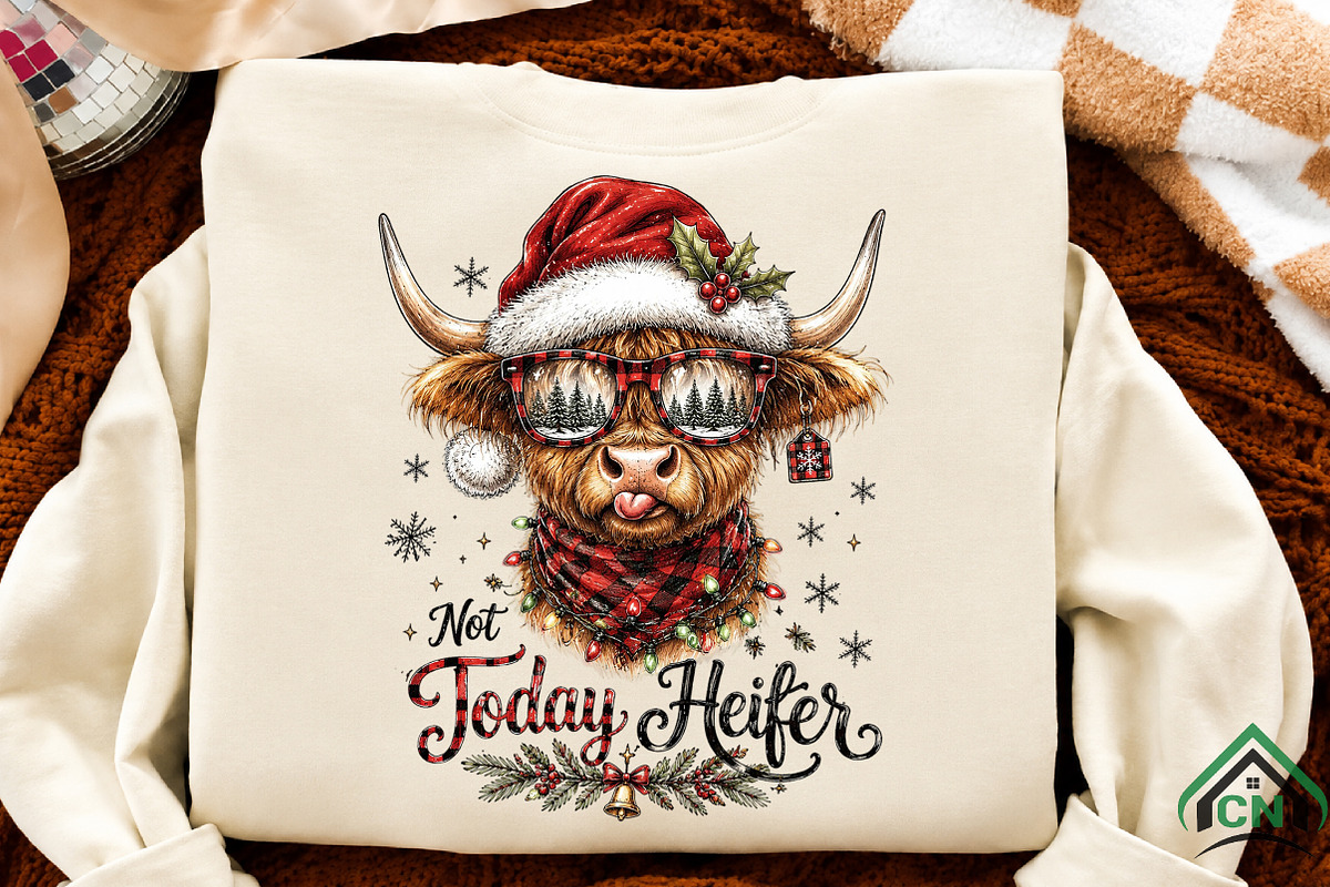 Cute Highland Cow Christmas PNG, a Seasonal Illustration by Craft Nest (Photo 2 of 6)