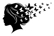 Woman Butterfly Hair Silhouette, an Object Illustration by yasushie (Thumbnail 6 of 31)