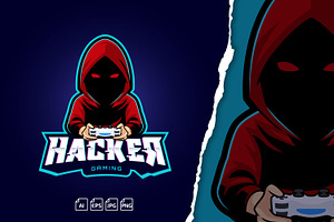 Editable Hacker Logo Gaming Template, a Branding & Logo Template by tkzgraphic