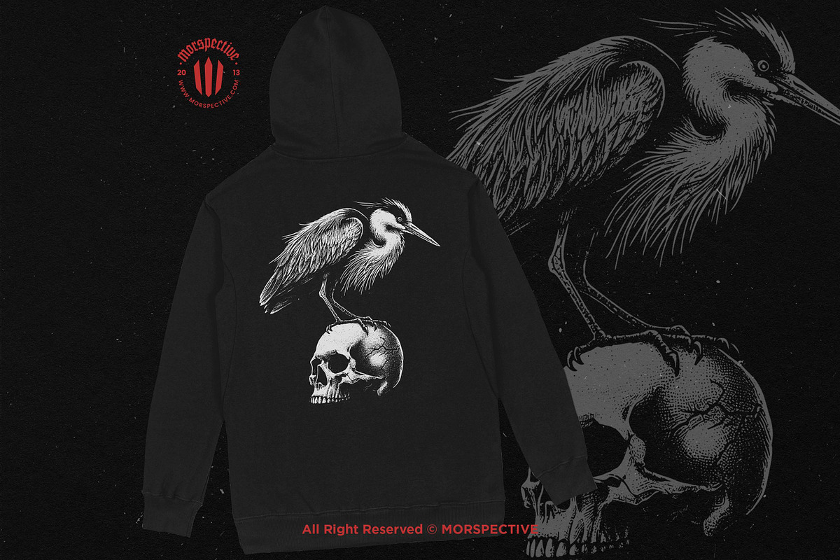 10 Bundle Dark Art Heron Bird Skull, an Illustration by Morspective (Photo 4 of 7)