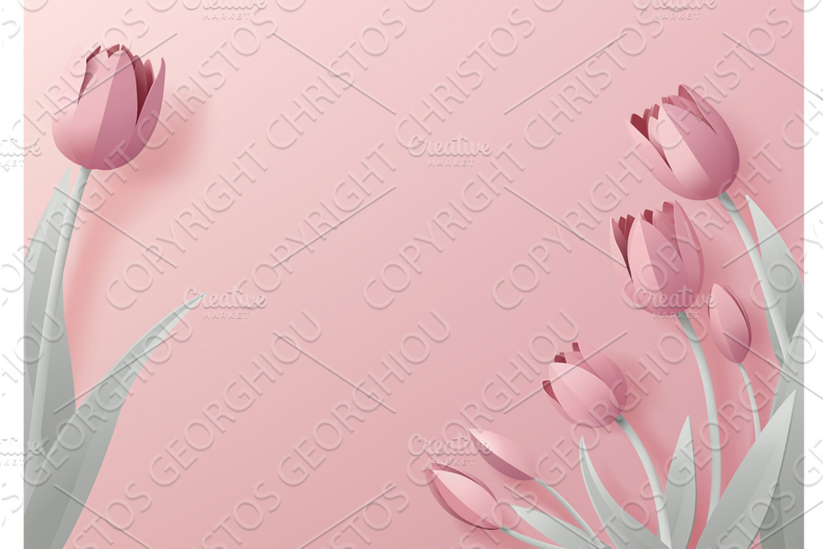 Paper Craft Cut Origami Floral Tulip, a Texture Illustration by Christos Georghiou