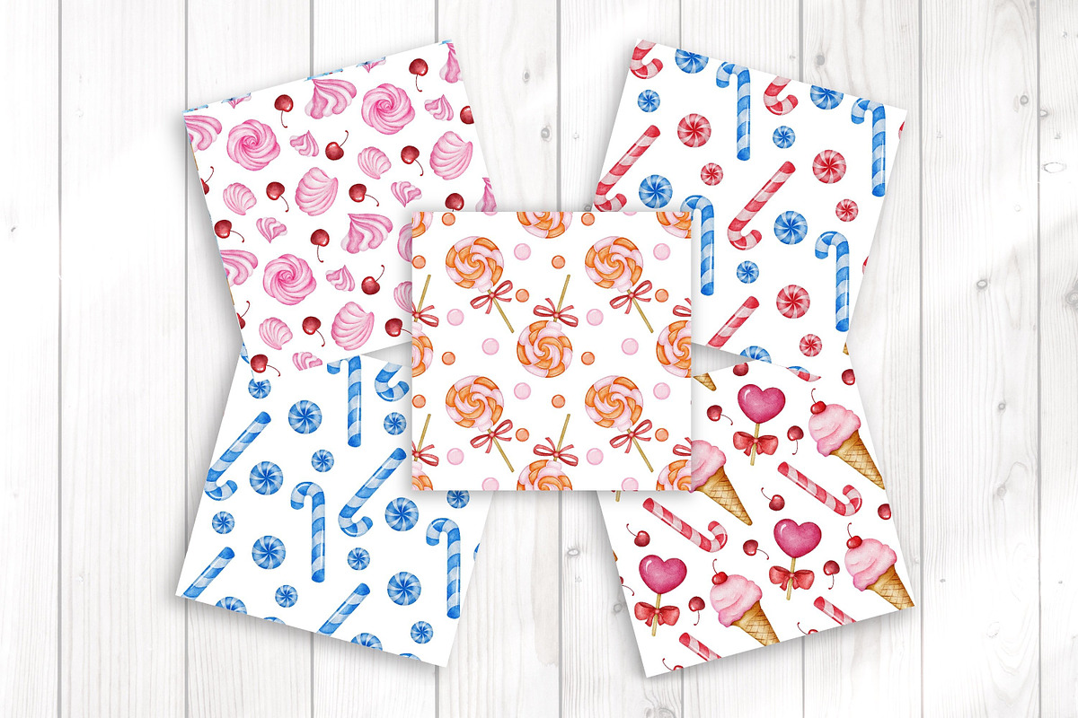 Sweet seamless papers Candy Donut, an Illustration by LuiDesignStudio (Photo 4 of 6)