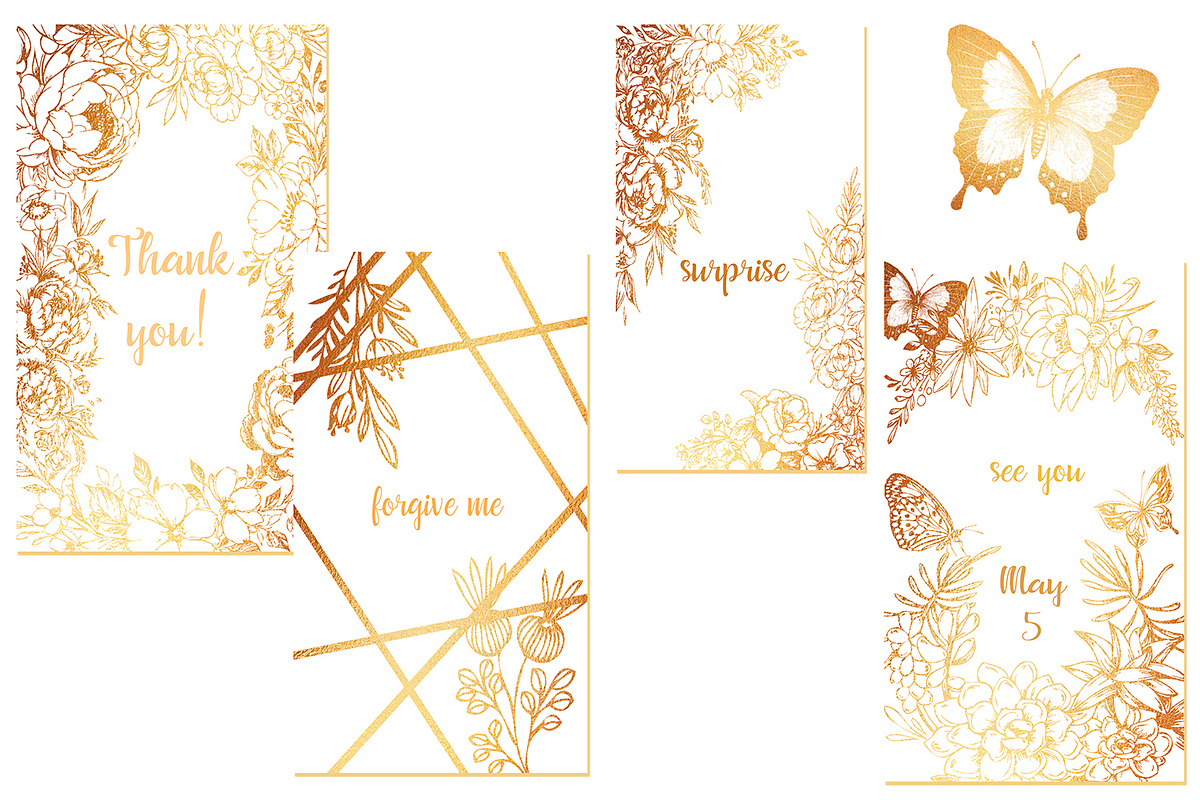 Gold Card templates and floral items, a Card Template by AnastasiyaOleynik (Photo 6 of 9)