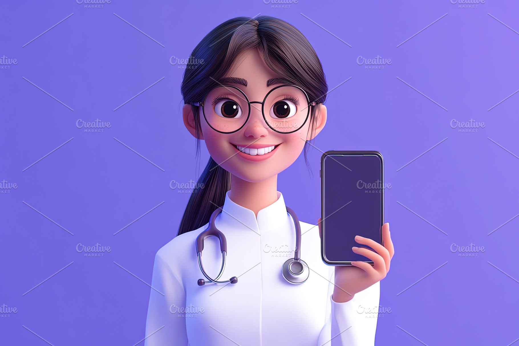Cartoon Doctor Holding Smartphone, a Health & Medical Photo by Ales Munt
