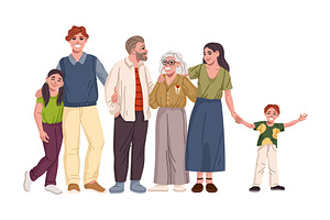 Happy family with kids, parents, an Illustration by Buch&Bee