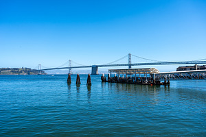 Scenic waterfront view with Oakland Bay Bridge in San Francisco, an Architecture Photo by GoodGoods
