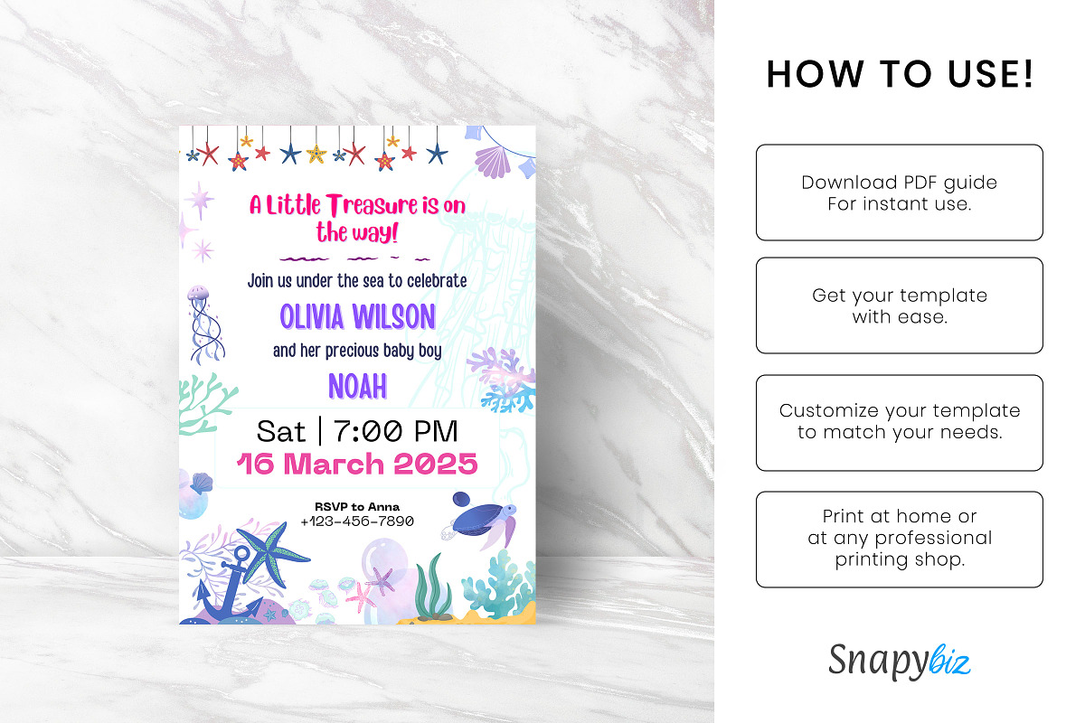 Under The Sea Baby Shower Invitation, an Invitation Template by Snapybiz (Photo 6 of 10)
