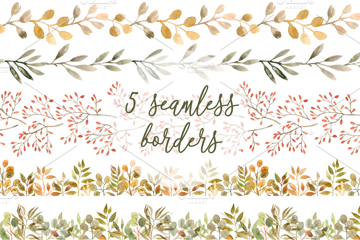Autumn leaves watercolor collection, a Seasonal Illustration by alenaganzhela (Photo 6 of 11)