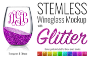 Stemless Wineglass Mockup & Glitter, a Product Mockup by SarahDesign (Thumbnail 1 of 12)
